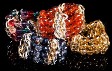 Glamour Bracelet with Chains&Glitterstones Orange